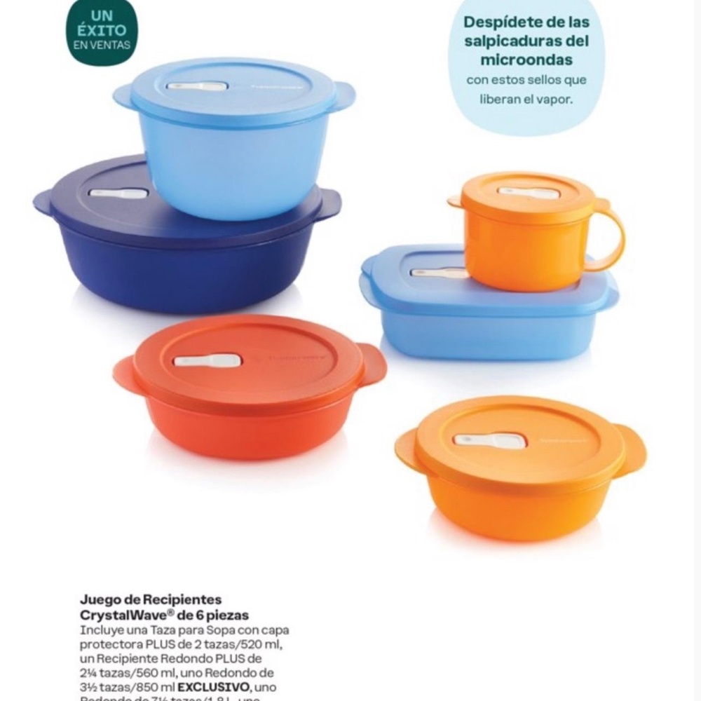 Tupperware CrystalWave Set - Blue, Orange, Red
